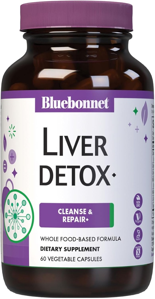 Bluebonnet Nutrition Liver Detox, Liver Health*, Antioxidant Protection*, Soy-Free, Gluten-Free, Kosher Certified, Non-GMO, Dairy-Free, 60 Vegetable Capsules, 60 Servings