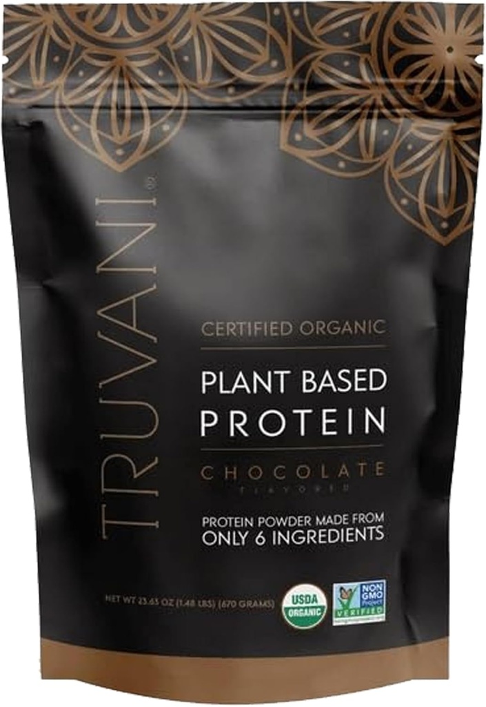 Truvani Vegan Pea Protein Powder | Chocolate | 20g Organic Plant Based Protein | 20 Servings | Keto | Gluten & Dairy Free | Low Carb | No Added Sugar