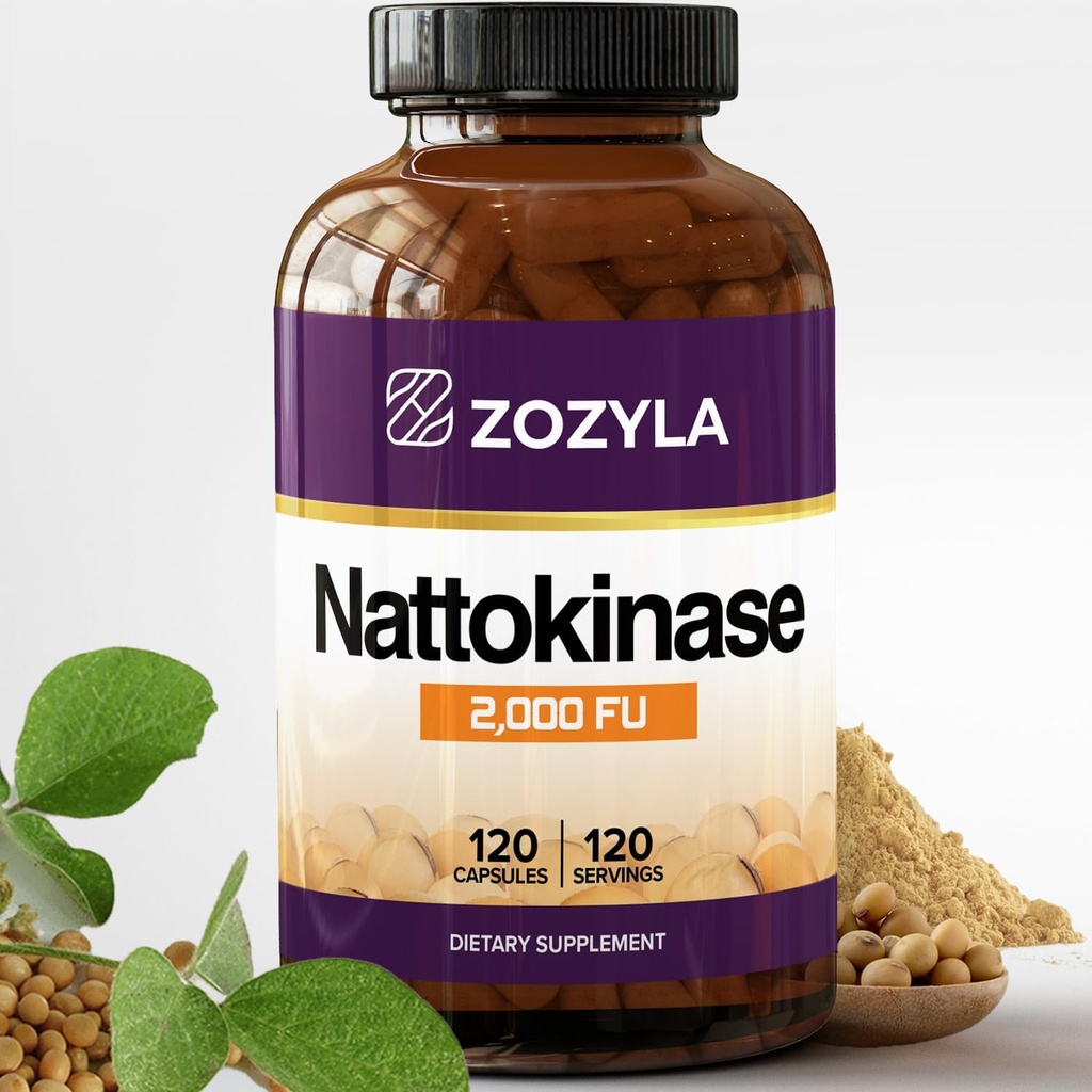 Nattokinase Supplement 2,000 FU, 120 Capsules - Natto Extract for Normal Blood Flow and Circulation - Non-GMO, Gluten Free, Vegan - Made in USA