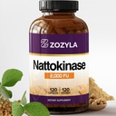 Nattokinase Supplement 2,000 FU, 120 Capsules - Natto Extract for Normal Blood Flow and Circulation - Non-GMO, Gluten Free, Vegan - Made in USA