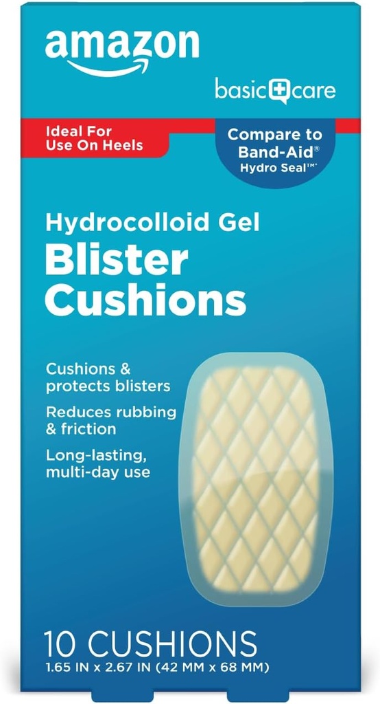 Amazon Basic Care Extreme Hydrocolloid Gel Blister Cushion Bandages, 1.65 in x 2.67 in, 10 ct