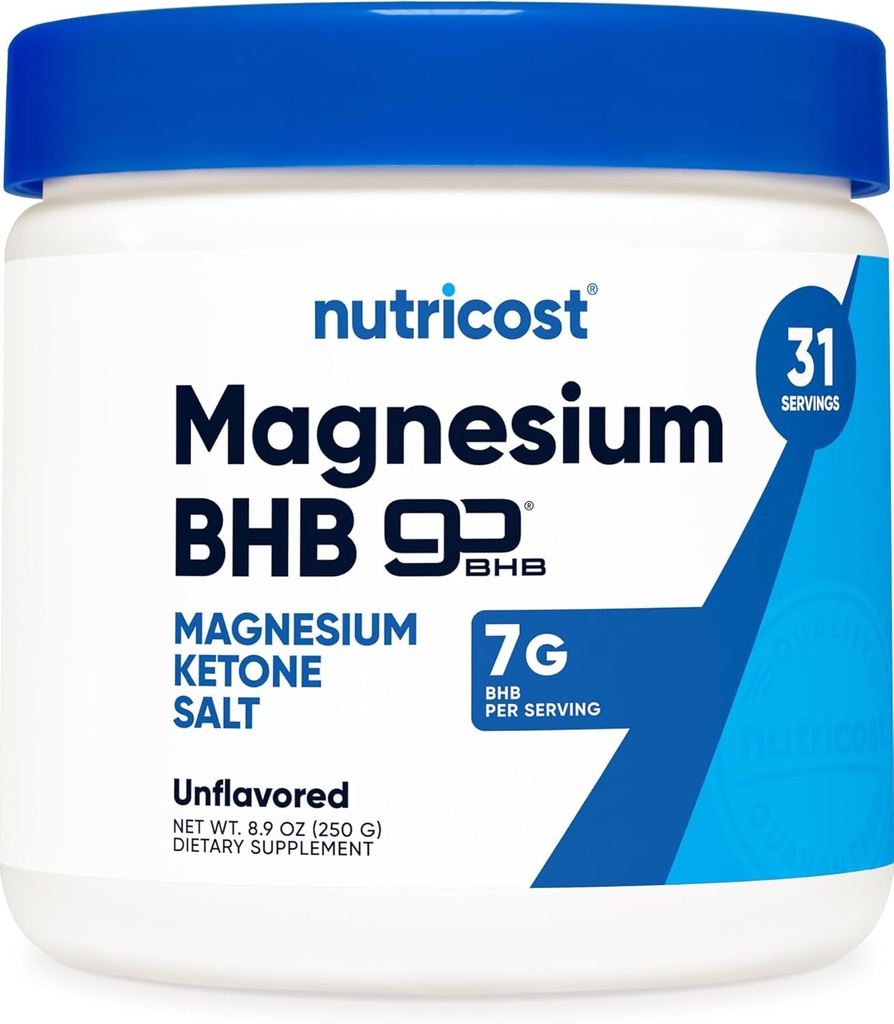 Nutricost Magnesium BHB Salts (250 Grams, Unflavored) - Exogenous Ketone Supplement, 6.5g Beta-Hydroxybutyrate Per Serving