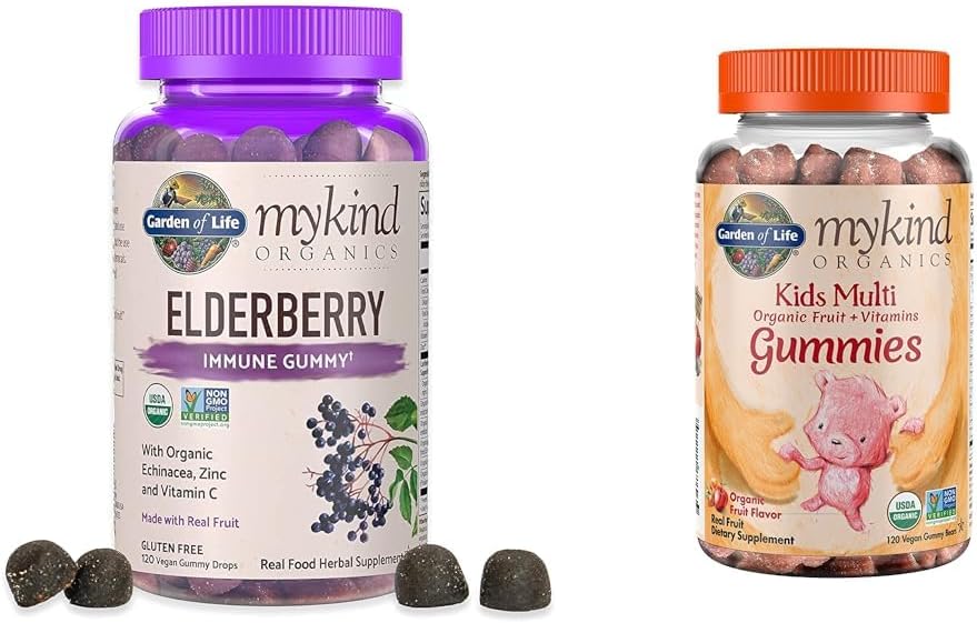 Garden of Life Organics Elderberry Gummies for Adults & Kids - Immune Support Supplement with Organic Fruit & Organics Kids Gummy Vitamins - Fruit - Certified Organic