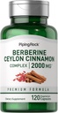 Piping Rock Berberine with Ceylon Cinnamon Supplement | 2000 mg | 120 Capsules | Vegetarian Complex | Non-GMO, Gluten Free
