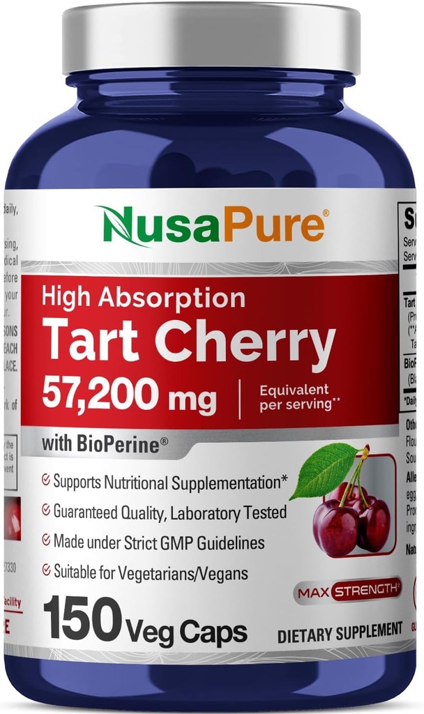 NusaPure Tart Cherry 57,200mg per Caps, 150 Count, Vegan, Non-GMO, Gluten Free