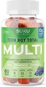 SUKU Teen Boy Multivitamin Gummies – Vitamins A, B12, C, D3, E, Zinc & Biotin – Sugar-Free Vegetarian Supplement for Energy, Growth, Immune & Bone Health – Grape Flavor – 60 Count