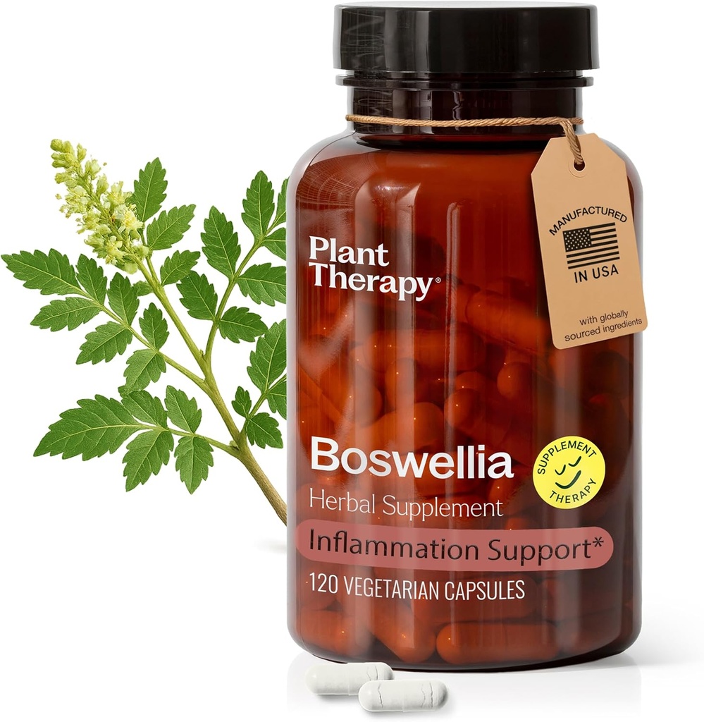 Plant Therapy Boswellia Extract Capsules Manufactured in USA 4 Month Supply Supports Joint Flexibility, Comfort, Soothes Discomfort and Healthy Skin Supplements for Women & Men 120 Vegetarian Capsules