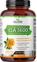 Zazzee High Potency CLA 3600, 180 Softgels, 3600 mg per Serving, Conjugated Linoleic Acid from Safflower Oil, Concentrated and Standardized, 60 Day Supply, Non-GMO and Made in The USA