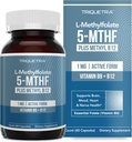 L Methyl Folate 1000 mcg Plus Methyl B12 Cofactor – Active 5-MTHF Form - Supports Mood, Methylation, Cognition – Highly Bioavailable Bioactive Forms of Vitamin B9 & B12 (60 Capsules – 60 Servings)