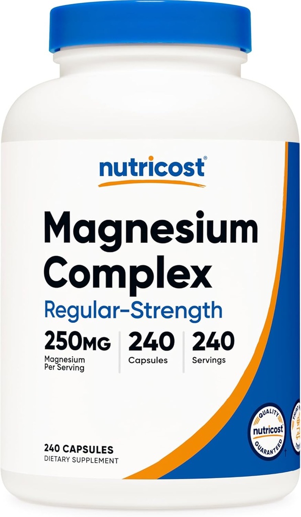 Nutricost Magnesium Complex 250mg, 240 Capsules - Magnesium Oxide, Citrate, and Glycinate - Gluten Free and Non-GMO
