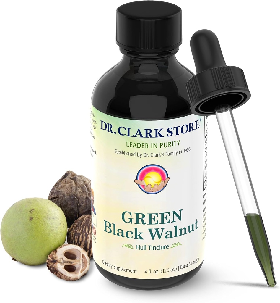 Original Green Black Walnut Hull Tincture (Extra Strength) by Dr. Hulda Clark, 4 oz