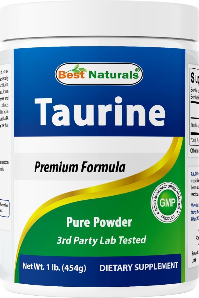 Best Naturals 100% Pure Taurine Powder Free Form - Taurine 1000mg per Serving - 1 Lb (454 gm) (1 LB (Pack of 1))
