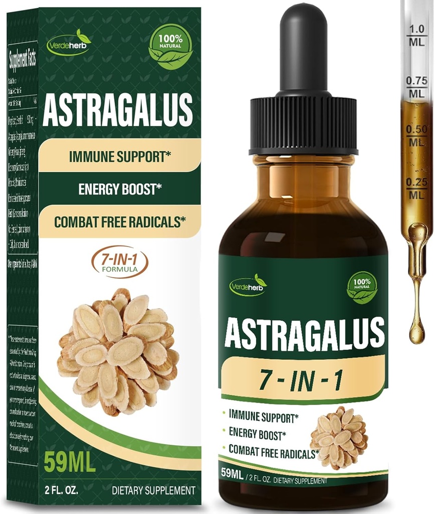 Astragalus Root Extract Herbal Drops for Immune System Support, Immunity Health & Energy Boost Tincture Supplements with Rhodiola Rosea, Echinacea, Elderberry, Reishi, Ginseng. Huang Qi. 2oz