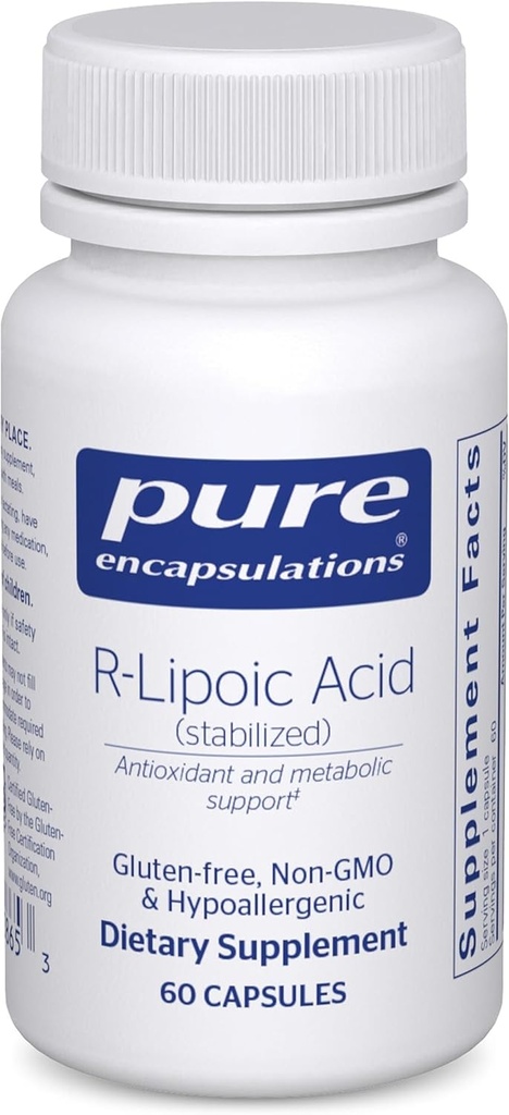 Pure Encapsulations R-Lipoic Acid (Stabilized) | Hypoallergenic Supplement with Enhanced Antioxidant Protection and Metabolic Support | 60 Capsules