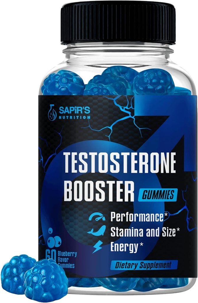 Testosterone Booster Gummies, Male Enhancing Supplement, Add 2 in” Enlargement Gummies for Men , Male Enhancement Chews Energy, Strength, Stamina, Endurance, Performance, Natural Blue Berry Chews