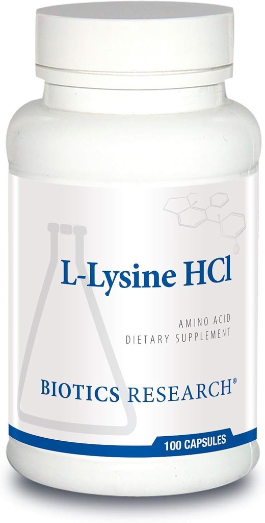 Biotics Research L Lysine HCI Amino Acid L lysine Supplement Promotes Energy, Boosts Immunity, Stimulates Calcium Absorption 100 Capsules