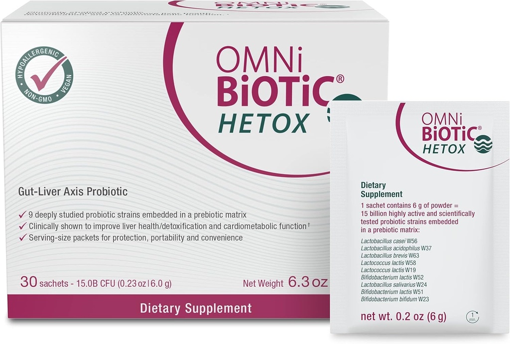 OMNi BiOTiC HETOX Probiotic Liver Detox - Bifidobacterium & Lactobacillus Probiotic Supplement - Hypoallergenic Gut-Liver Support - Non-GMO Detox Cleanse for Men and Women