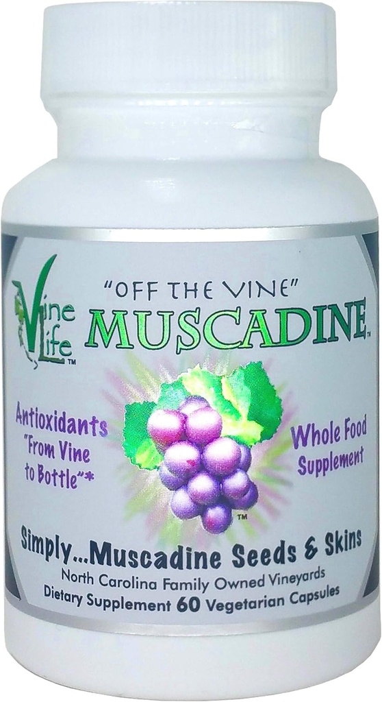 VineLife Muscadine Grape Seed & Skin 650mg - 60 Veggie Capsules - Antioxidant Superfood - 1300mg Per Serving - Natural Resveratrol
