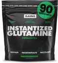 Gains in Bulk L-Glutamine, Gluten Free Glutamine Powder for Muscle Recovery and Growth, Post Workout Support, Amino Acid Supplement, Promotes Protein Synthesis, Non GMO, Unflavored, 90 Servings