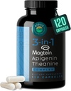 Magnesium Theanine L-Threonate Apigenin Supplement for Sleep Aid-3- in-1 Complex Supplement Support Relaxation- Melatonin-Free Magnesium- Zero Fillers- Gluten Free & Non-GMO-120 Count Veggie Capsules