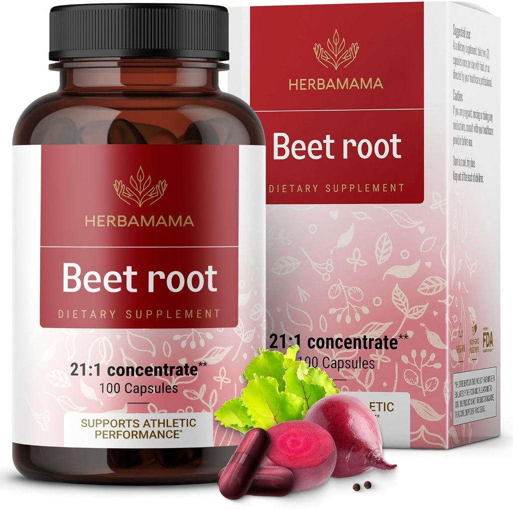 HERBAMAMA Beet Root Extract 21:1 – 1300mg per Serving = 27,300mg Beet Root Powder with Black Pepper for Energy, Antioxidant & Immune Support – Vegan, Non-GMO