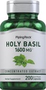 Piping Rock Holy Basil Capsules | 1600 mg | 200 Pills | Herb Leaf Extract | Supplement for Women and Men | Ocimum Tenuiflorum | Non-GMO, Gluten Free