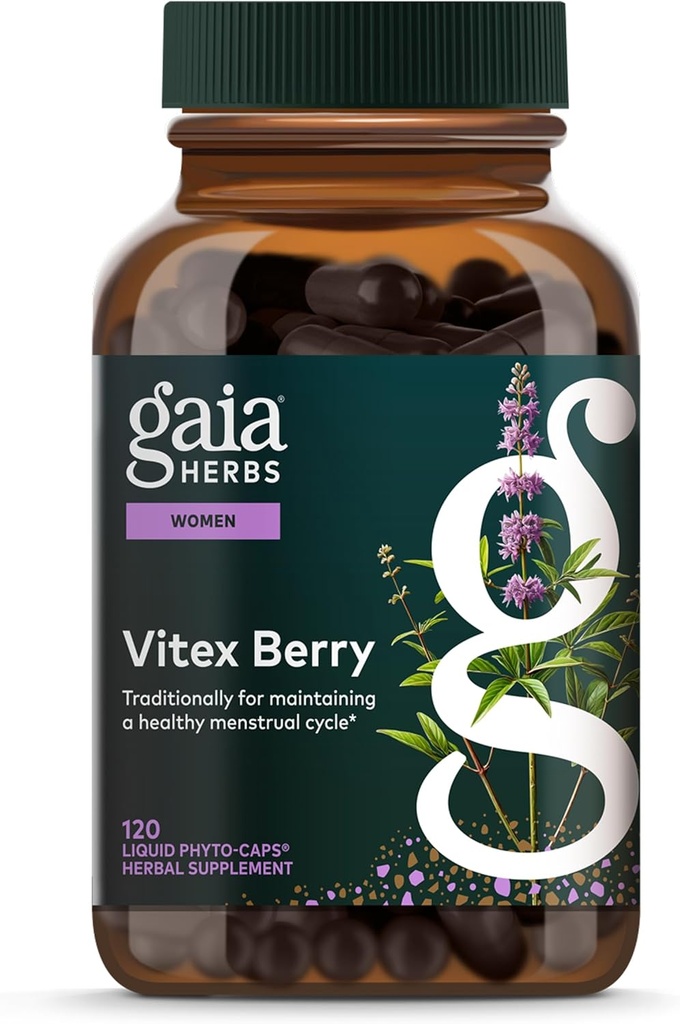 Gaia Herbs Vitex Berry - Vitex Traditionally Used to Support Hormone Balance for Women & a Healthy Menstrual Cycle* - 120 Vegan Liquid Phyto-Capsules (60-Day Supply)