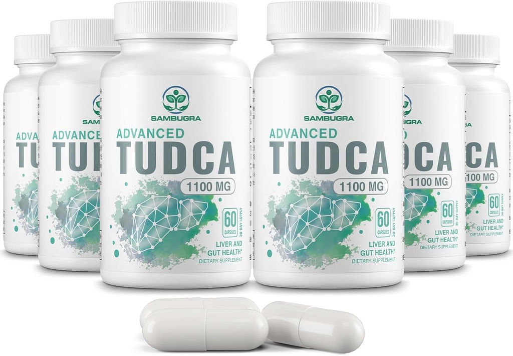 TUDCA Supplements 1100mg - Advanced Ultra Strength Bile Salt TUDCA Support, 3rd Party Tested TUDCA Liver Supplements for Liver Cleanse Detox and Repair, 360 Capsules (Pack of 6)