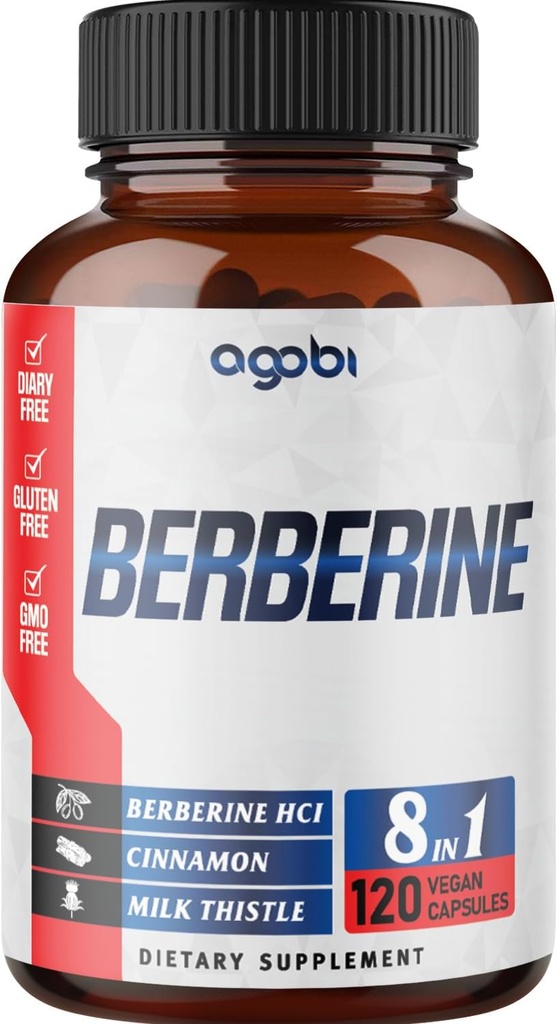 agobi 120 Capsules - Berberine Supplement with Ceylon, Milk Thistle, Turmeric, Elderberry & Black Pepper - 4 Month Supply