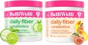 Daily Fiber Supplement Bundle with Collagen, Probiotics, Electrolytes & Hydration Support - Cucumber Lime Mint & Peach Mango Flavors - Promotes Digestive, Skin Health, Gut Balance - 32 Servings