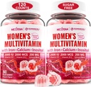 (2 Pack) Sugar Free Methylated Multivitamin for Women Gummies with Calcium, D3 K2, Inositol, Folate, Biotin, Iron, Vitamin A, C, E, B Complex - Multi Vitamins & Minerals - Energy, Immune, Bone - Vegan