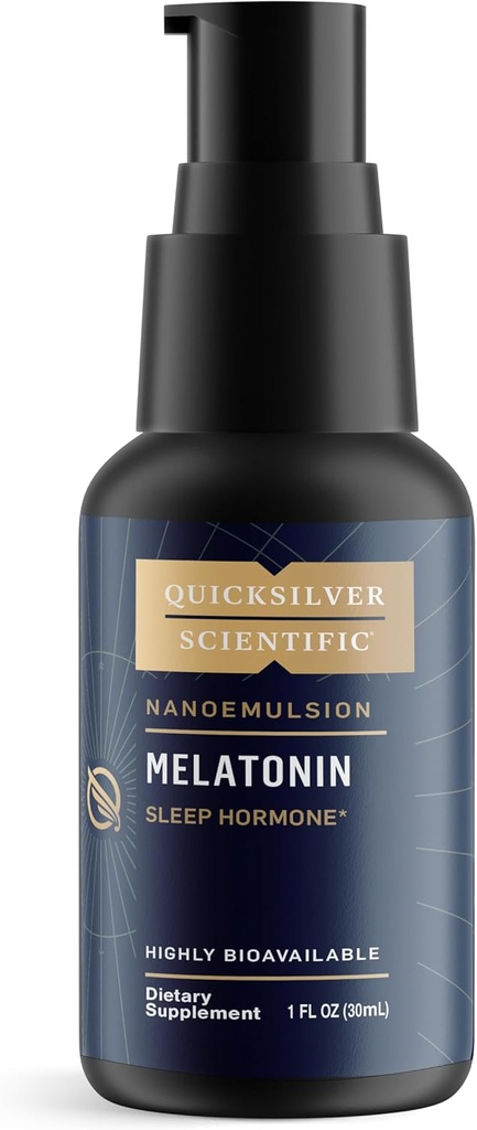 Quicksilver Scientific Liposomal Melatonin - Bedtime, Jet Lag & Immune Support Liquid for Adults - Efficient, Superior Absorption 1mg Melatonin to Minimize Morning Drowsiness (30 ml)