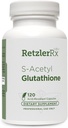 RetzlerRx S-Acetyl Glutathione Supplement 100 mg. per Capsule, Made in USA - 120 Acid-Resistant Capsules - Antioxidant Support - Non-GMO, Soy & Gluten-Free / Bergaflow®, Pharmaceutical Grade