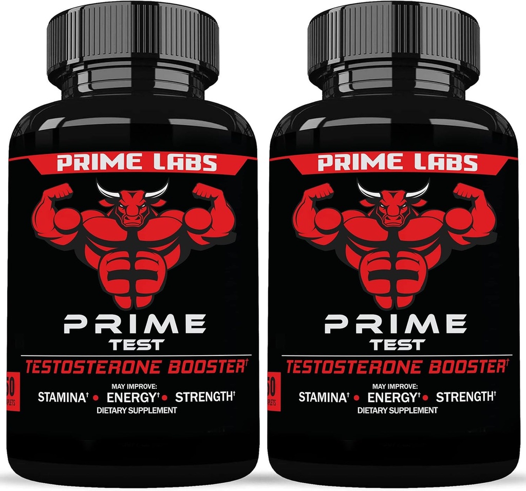 Prime Labs Testosterone Supplement for Men (2-Pack) - Stamina, Endurance, Energy, & Strength - Men's Testosterone Booster & Workout Supplement - 120 Caplets