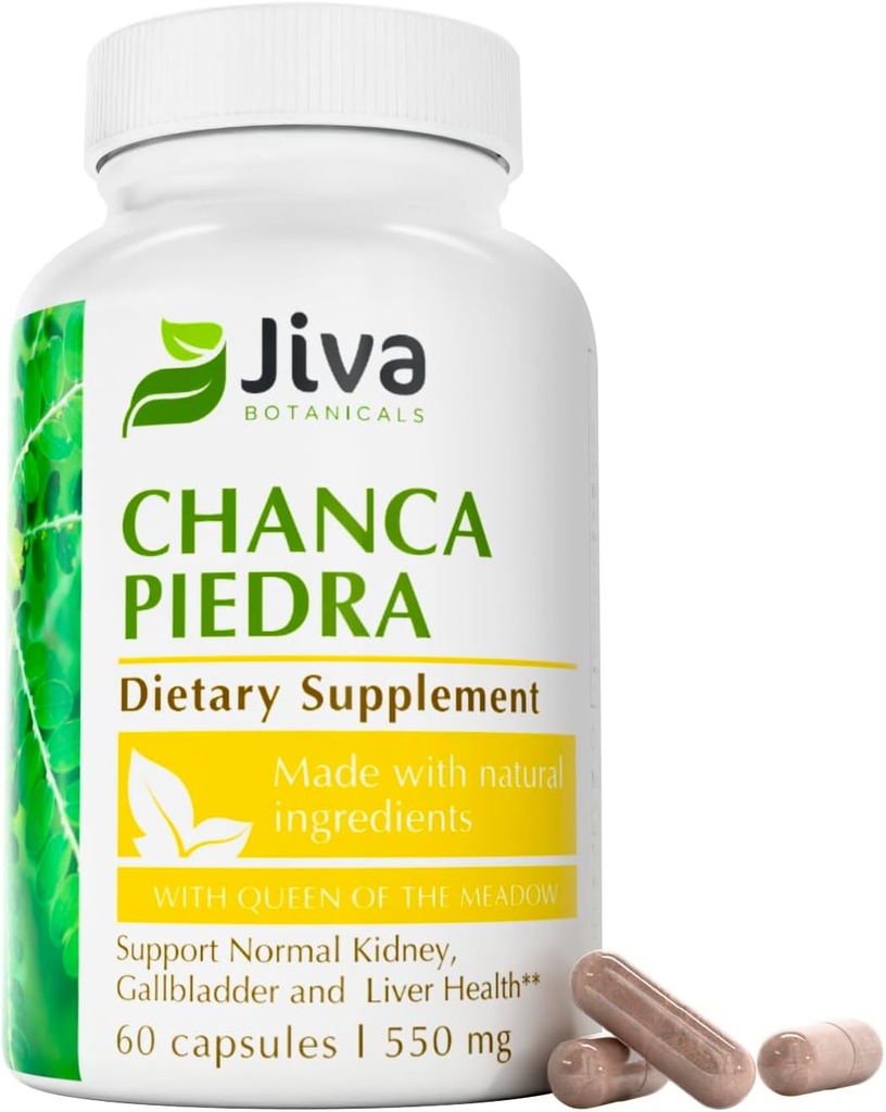 Jiva Botanicals Chanca Piedra Supplement - 550 mg per Serving - 500mg Extract with 50mg Queen of The Meadow - 2 Months Supply