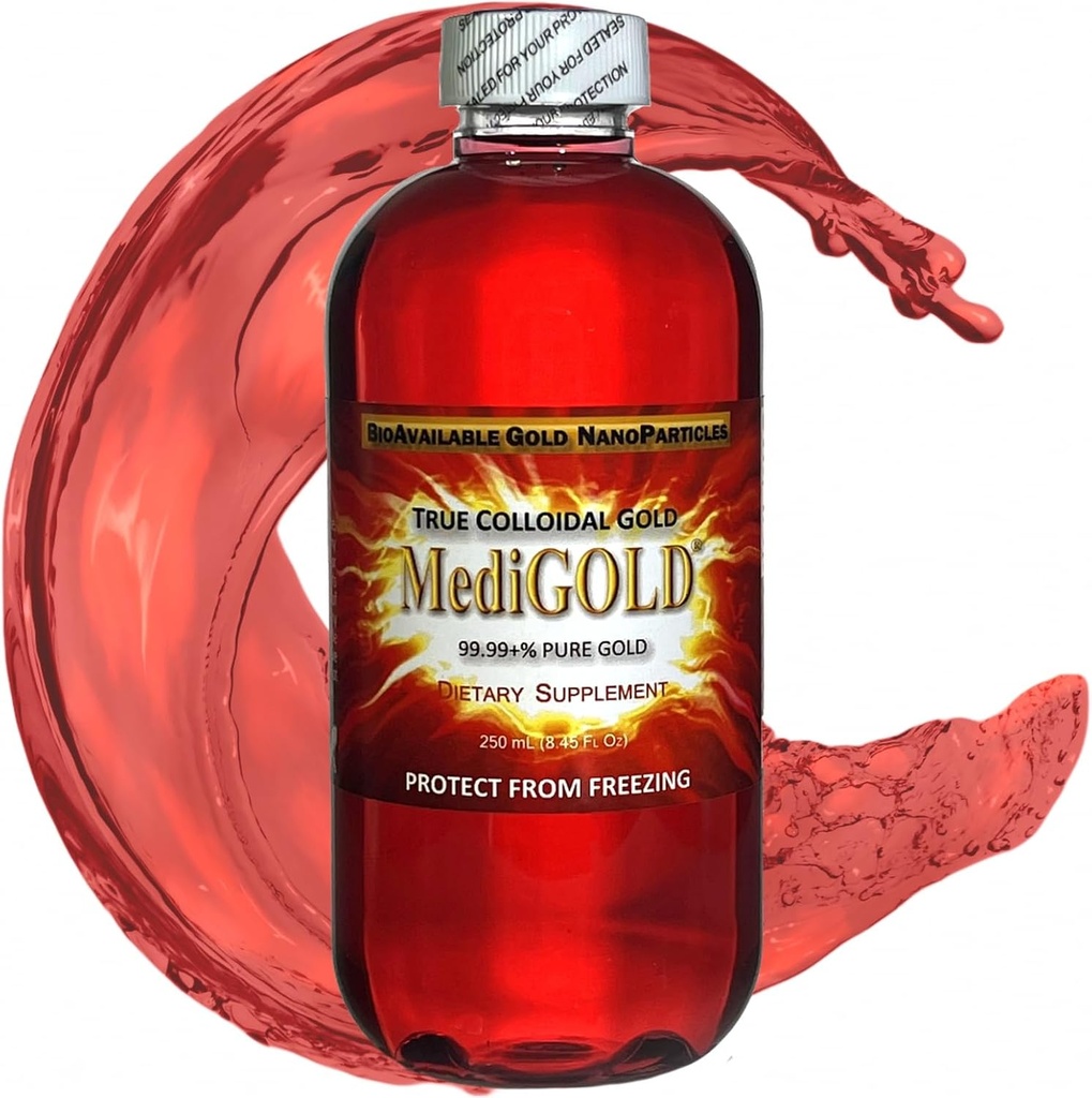 MediGOLD® True Colloidal Gold AuNP Nutritional Supplement - 250 mL in Clear Plastic Bottle