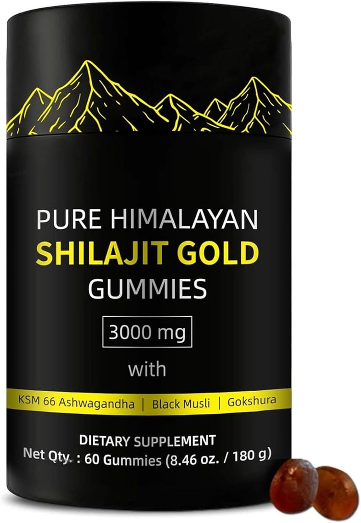 Ultimapeak Shilajit Gummies | Alpha Gummies for Men | Lab Tested I No Added Sugar | Ashwagandha, Gokshura | Fulvic Acid & 85+ Trace Minerals for Men, Women | Non-GMO | 60 Gummy