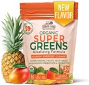 COUNTRY FARMS Super Greens Pineapple-Mango Flavor, 50 Organic Super Foods, USDA Organic Drink Mix (Wheat Grass, Spirulina, Chlorella) Mushrooms & Probiotics, with Fiber, Natural Energy, 30 Servings