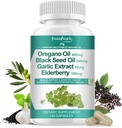 Organic Oregano Oil Capsules – 11-in-1 Blend with Black Seed Oil, Elderberry, Garlic, Olive Leaf– Magnesium & Black Pepper for Absorption – Immune, Respiratory & Digestive – Vegan, Non-GMO, 120 Ct
