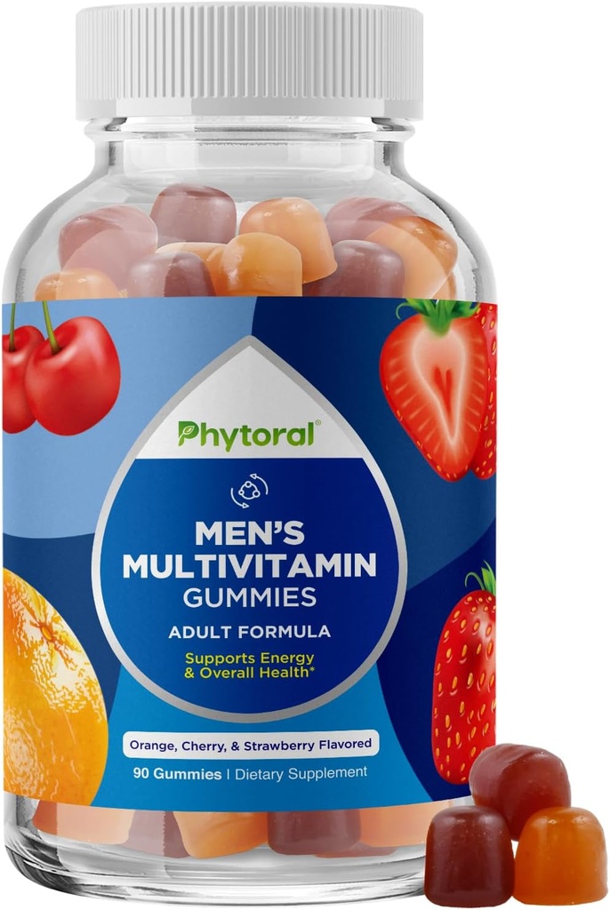 Phytoral Natural Multivitamin for Men Gummies with Zinc - Vitamin D C A & Biotin B6 B12 Full Health Supplement