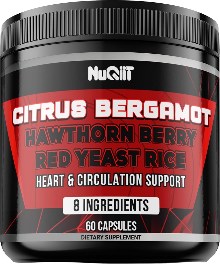 Citrus Bergamot with Red Yeast Rice, Heart & Circulatory Function Support as Black Chokeberry, Hawthorn & More - Immune System, Heart Health & Comfortable Mood - 60 Capsules