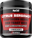 Citrus Bergamot with Red Yeast Rice, Heart & Circulatory Function Support as Black Chokeberry, Hawthorn & More - Immune System, Heart Health & Comfortable Mood - 60 Capsules