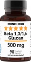 MONOHERB Beta 1,3/1,6 Glucan 500 mg per Capsule - 90 Veg Capsules - 90 Servings