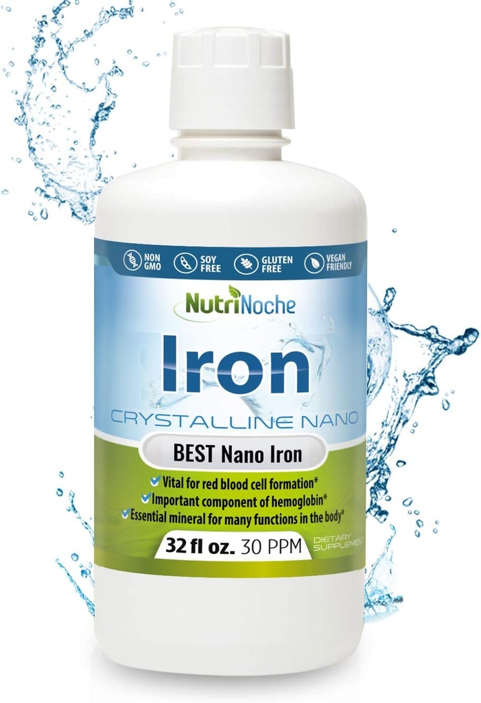 Liquid Iron Supplement for Women - High Potency Sublingual Iron Drops - Vegan Liquid - Tasteless Flavor - Premium Supplement for Men, Women & Kids - 32 Ounces - Nutrinoche