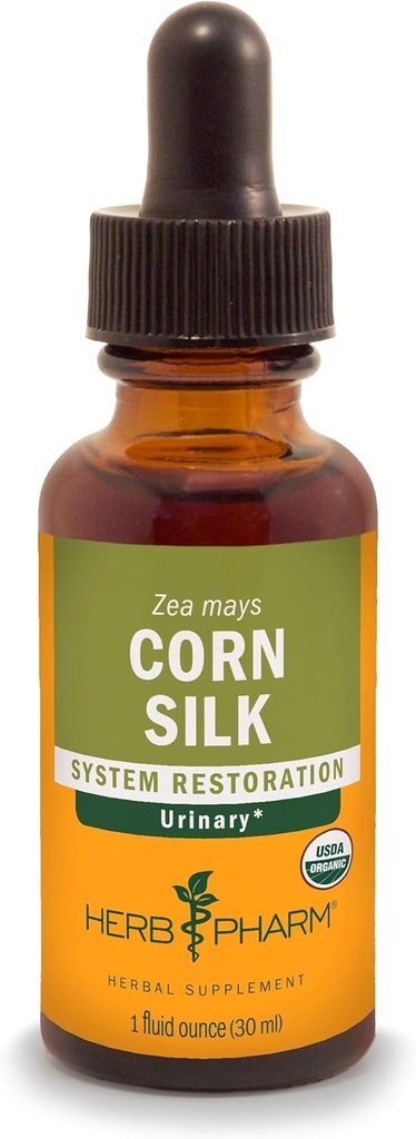 Herb Pharm Certified Organic Corn Silk Liquid Extract for Urinary System Support, 1 Fl Oz