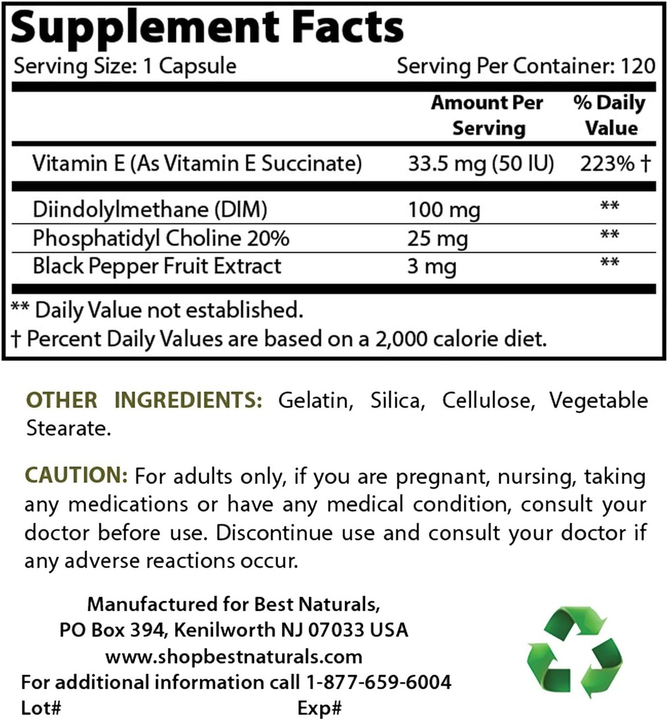 Best Naturals DIM Supplement 100 mg & Ashwagandha Extract 500 Mg