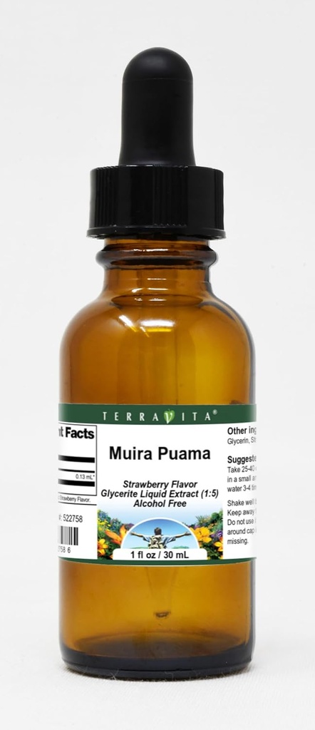 Terravita Muira Puama Glycerite Liquid Extract (1:5) - Strawberry Flavored (1 oz, ZIN: 522758) - 3 Pack