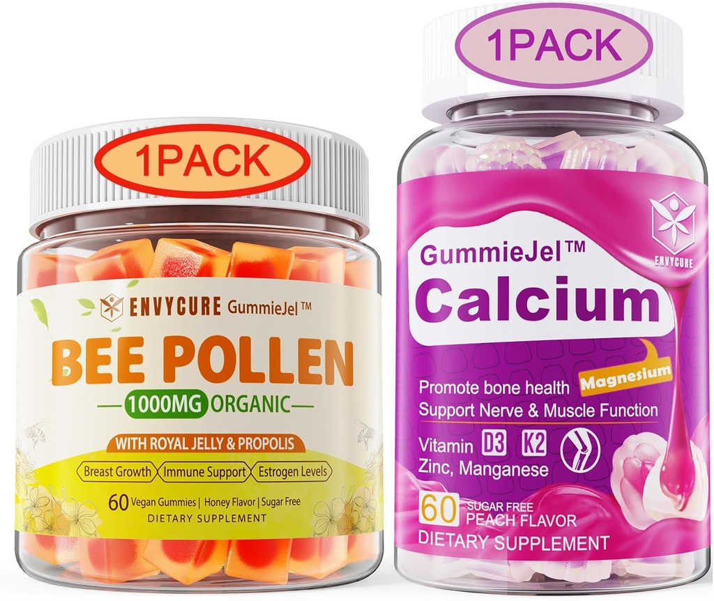 Bee Pollen Organic 1000mg 1Pack + Calcium Citrate Gummies 1000mg 1 Pack