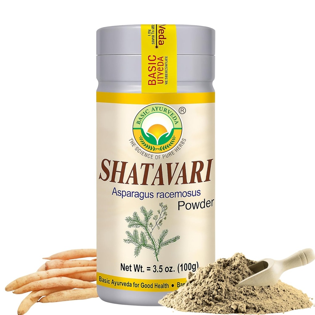 BASIC AYURVEDA Shatavari Powder 3.5 Oz (100g) | 100% Natural Plant-Based Root Powder | Traditionally Used in Ayurveda for Women’s Wellness, Vitality & Strength | No Additives | Vegan & Gluten-Free