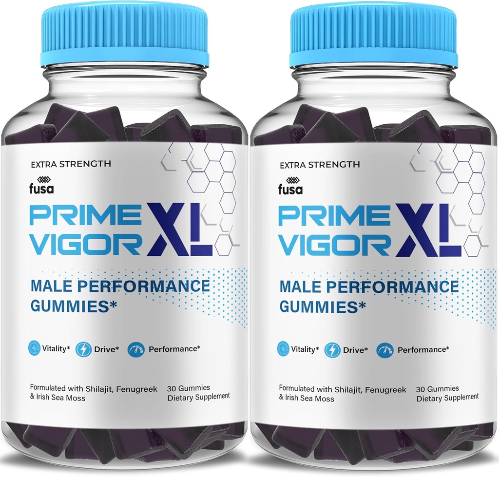 (2 Pack) Prime Vigor XL Gummies PrimeVigor XL Me Gummy Supplement, Prime Vigor Maximum Strength Advanced Shilajit Irish Sea Moss Fenugreek Gummies for Men Energy & Vitality Support (2 Month Supply)